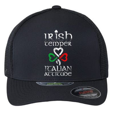 Irish Temper Italian Attitude Flag Shamrock St Patricks Day Flexfit Unipanel Trucker Cap