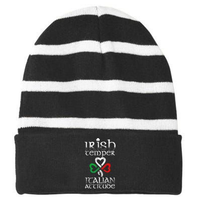 Irish Temper Italian Attitude Flag Shamrock St Patricks Day Striped Beanie with Solid Band