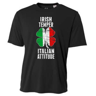 Irish Temper Italian Attitude St. Patricks Shamrock Cooling Performance Crew T-Shirt