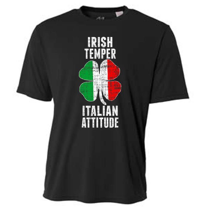 Irish Temper Italian Attitude St. Patricks Shamrock Cooling Performance Crew T-Shirt