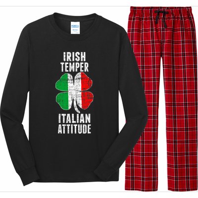 Irish Temper Italian Attitude St. Patricks Shamrock Long Sleeve Pajama Set