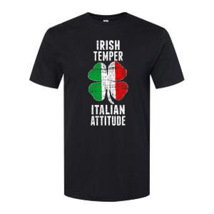 Irish Temper Italian Attitude St. Patricks Shamrock Softstyle CVC T-Shirt