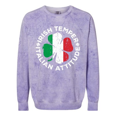 Irish Temper Italian Attitude St Patrick's Day Colorblast Crewneck Sweatshirt