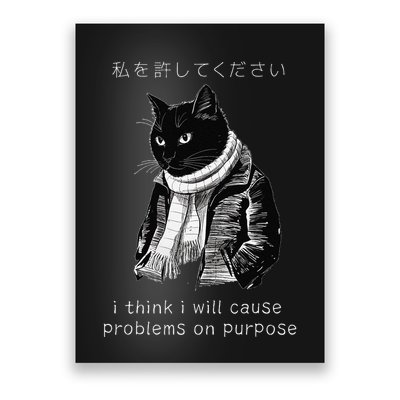 I Think I Will Cause Problems On Purpose Funny Black Cat Poster