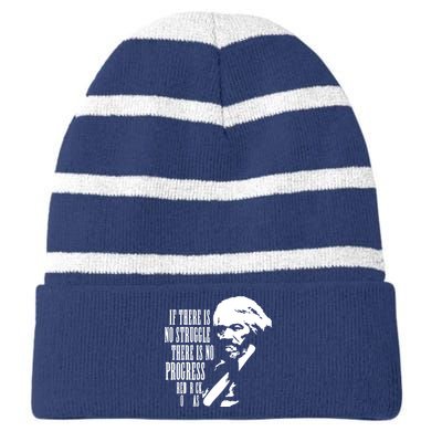 If There Is No Struggle There Is No Progress Striped Beanie with Solid Band