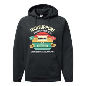 Information Technology I T Department Funny Tech Support Performance Fleece Hoodie