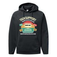 Information Technology I T Department Funny Tech Support Performance Fleece Hoodie