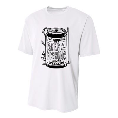 I'm Thinking It's A Beer And Fishing Kinda Weekend Youth Performance Sprint T-Shirt