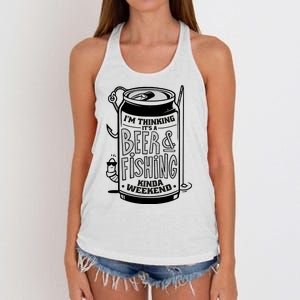 I'm Thinking It's A Beer And Fishing Kinda Weekend Women's Knotted Racerback Tank