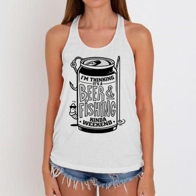 I'm Thinking It's A Beer And Fishing Kinda Weekend Women's Knotted Racerback Tank