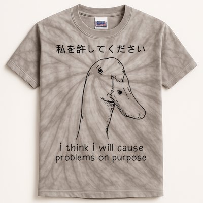 I Think I Will Cause Problems On Purpose Funny Goose Kids Tie-Dye T-Shirt