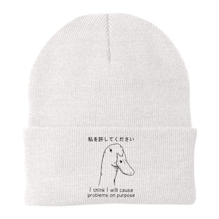 I Think I Will Cause Problems On Purpose Funny Goose Beanie