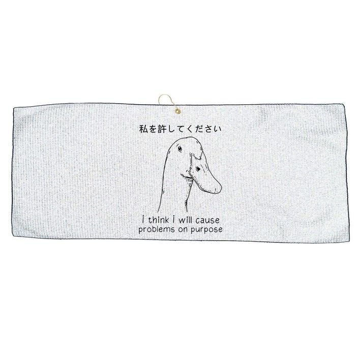 I Think I Will Cause Problems On Purpose Funny Goose Large Microfiber Waffle Golf Towel