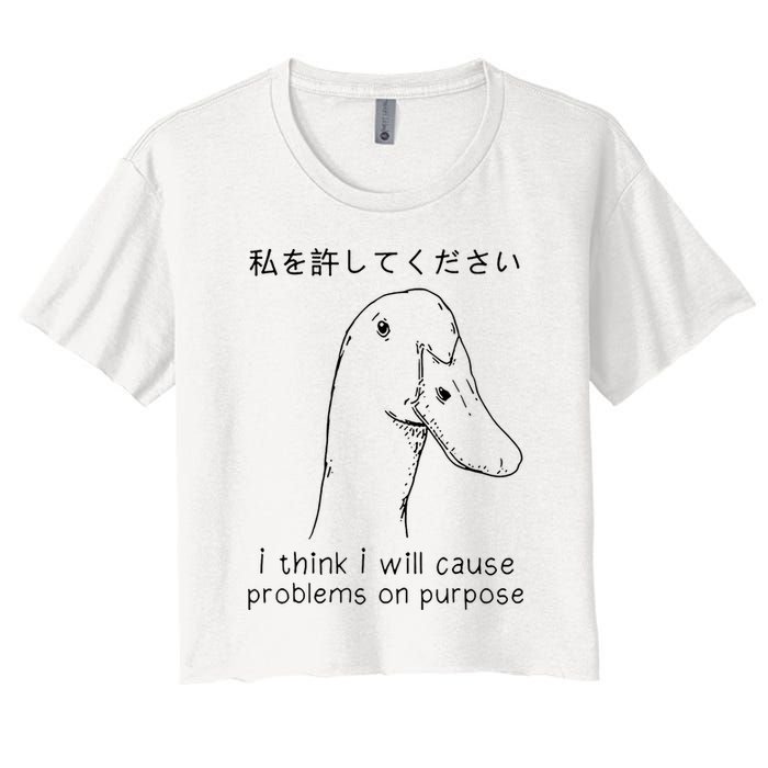I Think I Will Cause Problems On Purpose Funny Goose Crop Top