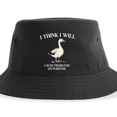 I Think I Will Cause Problems On Purpose Meme Goose Duck Sustainable Bucket Hat