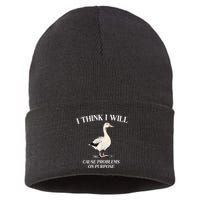 I Think I Will Cause Problems On Purpose Meme Goose Duck Sustainable Knit Beanie
