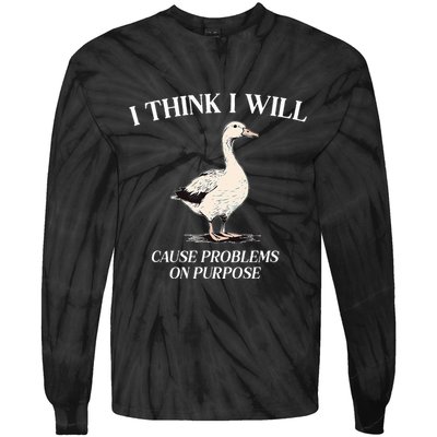 I Think I Will Cause Problems On Purpose Meme Goose Duck Tie-Dye Long Sleeve Shirt