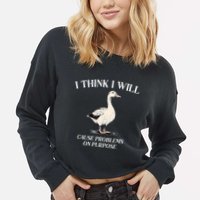 I Think I Will Cause Problems On Purpose Meme Goose Duck Cropped Pullover Crew