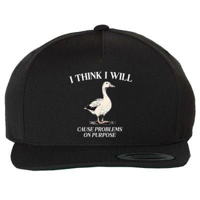 I Think I Will Cause Problems On Purpose Meme Goose Duck Wool Snapback Cap