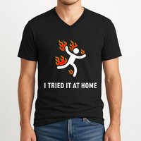 I Tried It At Home Funny Geek Nerd It Admin Science V-Neck T-Shirt