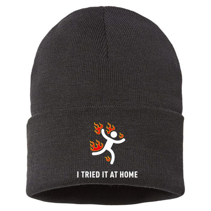 I Tried It At Home Funny Geek Nerd It Admin Science Sustainable Knit Beanie