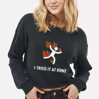 I Tried It At Home Funny Geek Nerd It Admin Science Cropped Pullover Crew