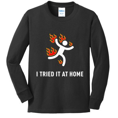 I Tried It At Home Funny Geek Nerd It Admin Science Kids Long Sleeve Shirt