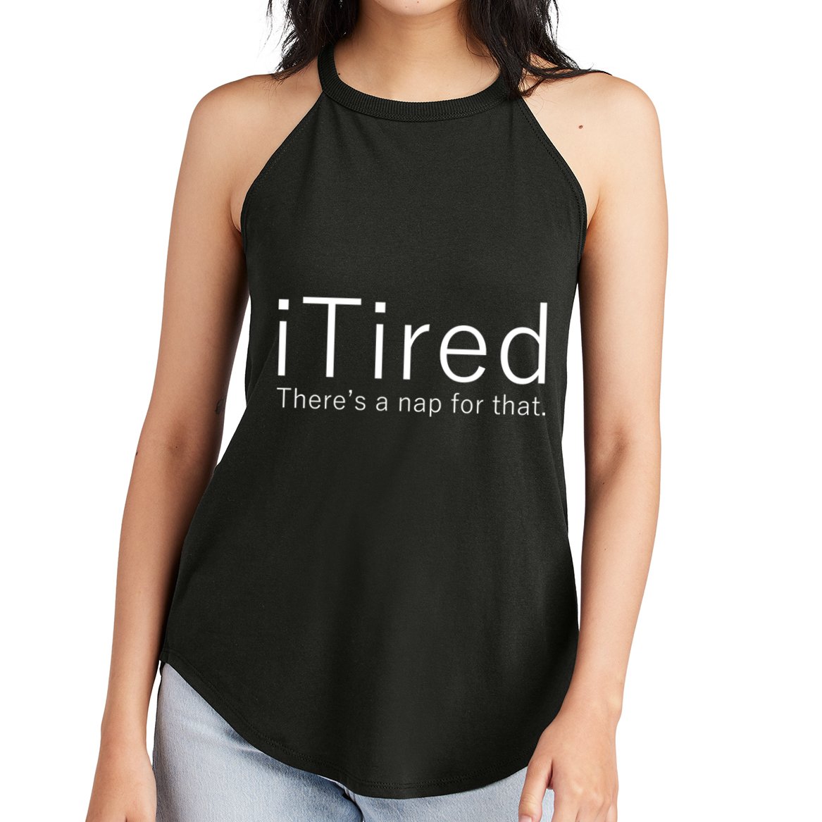 iTired Nap For That Women's Perfect Tri Rocker Tank