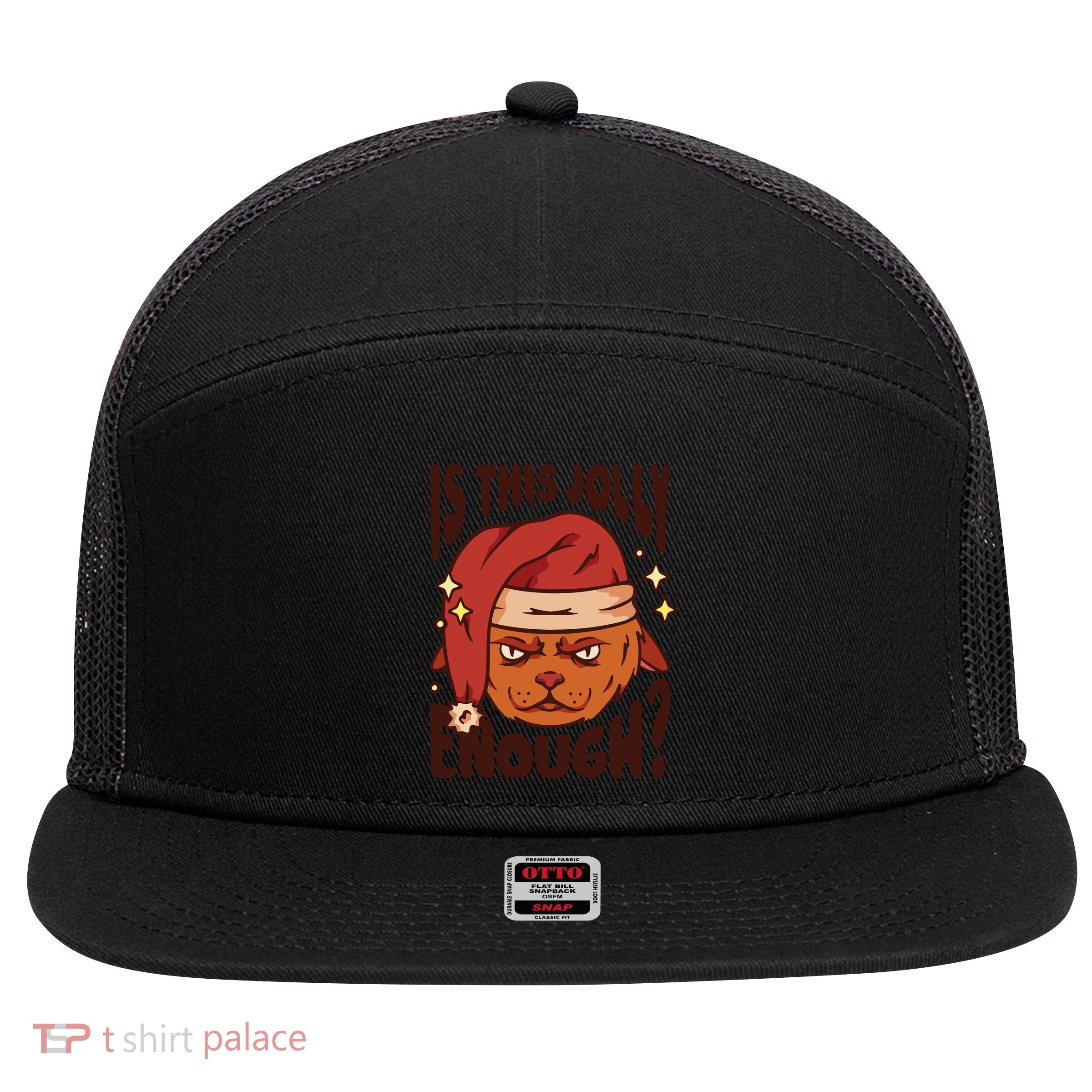Is This Jolly Enough Anti Christmas 7 Panel Mesh Trucker Snapback Hat