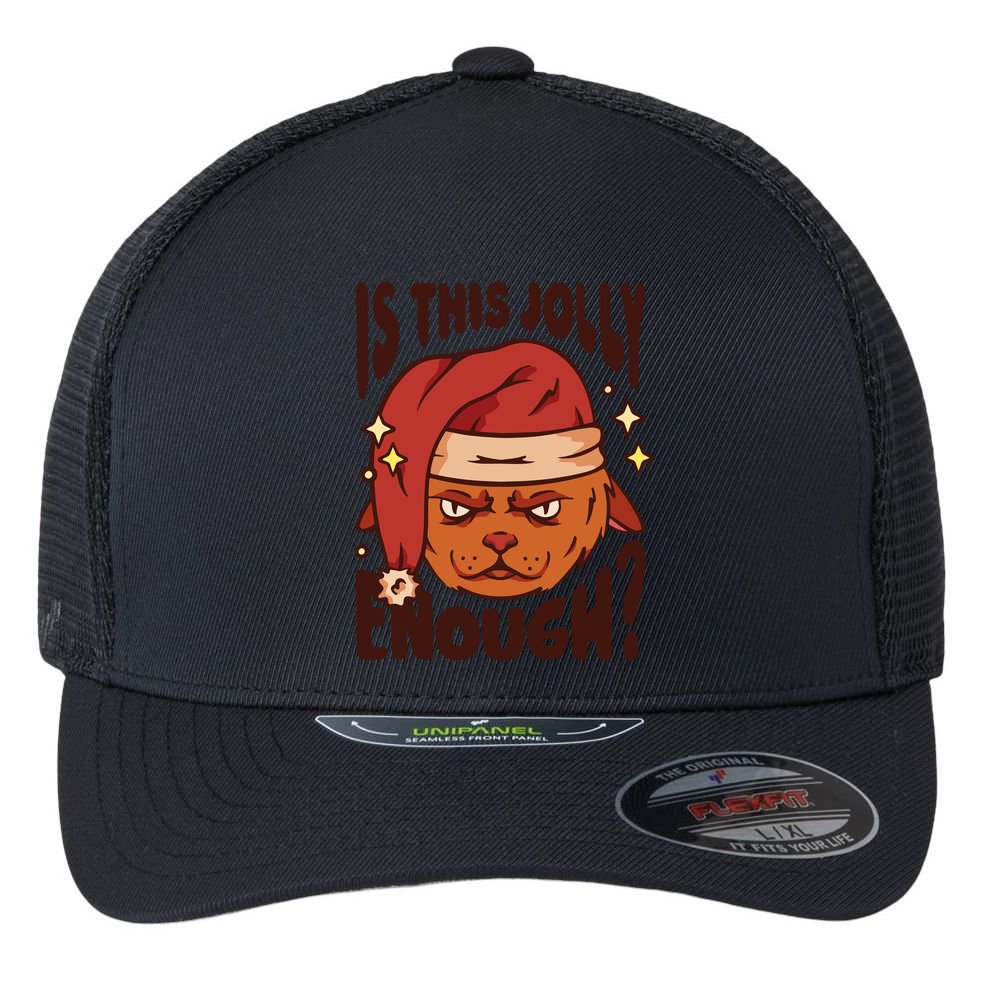 Is This Jolly Enough Anti Christmas Flexfit Unipanel Trucker Cap