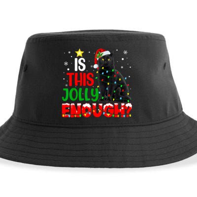 Is This Jolly Enough Funny Cat Xmas Tree Sustainable Bucket Hat