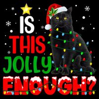 Is This Jolly Enough Funny Cat Xmas Tree 7-Panel Snapback Hat