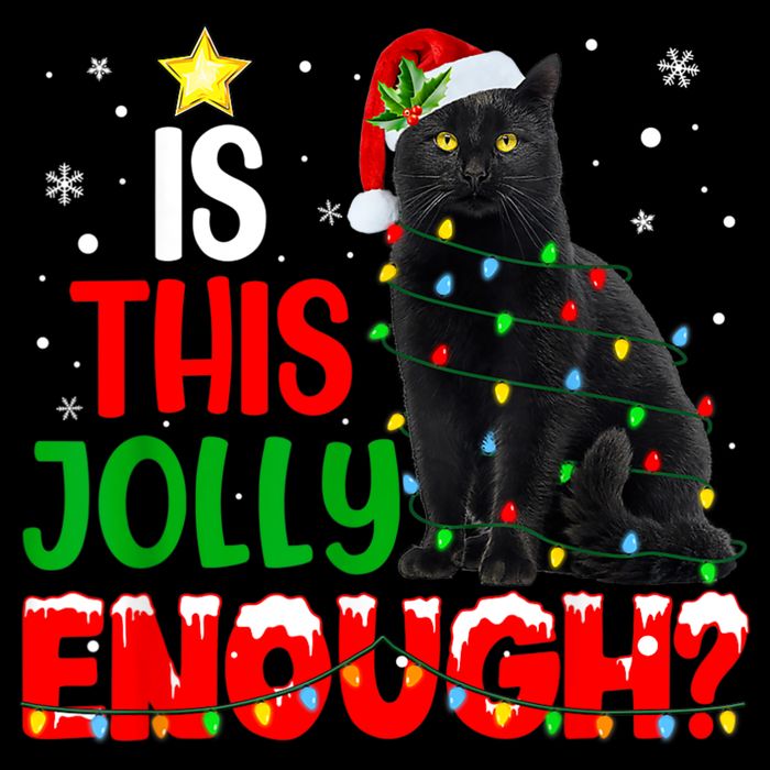 Is This Jolly Enough Funny Cat Xmas Tree 7-Panel Snapback Hat
