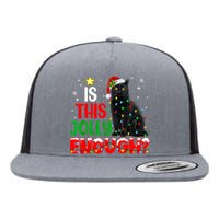 Is This Jolly Enough Funny Cat Xmas Tree Flat Bill Trucker Hat