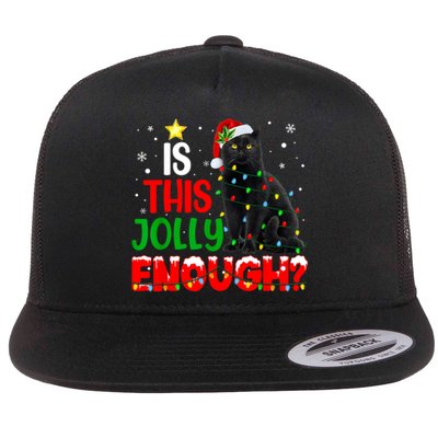 Is This Jolly Enough Funny Cat Xmas Tree Flat Bill Trucker Hat