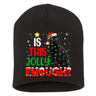 Is This Jolly Enough Funny Cat Xmas Tree Short Acrylic Beanie