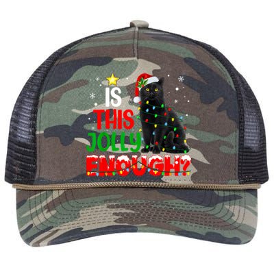 Is This Jolly Enough Funny Cat Xmas Tree Retro Rope Trucker Hat Cap