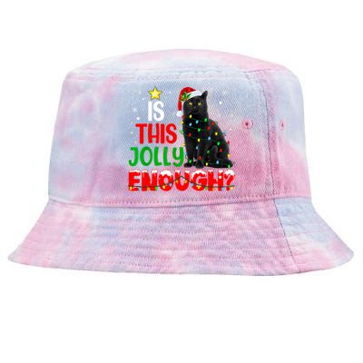 Is This Jolly Enough Funny Cat Xmas Tree Tie-Dyed Bucket Hat