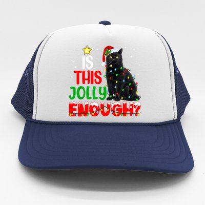 Is This Jolly Enough Funny Cat Xmas Tree Trucker Hat