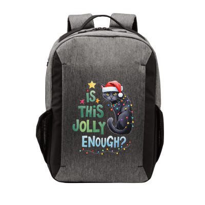 Is This Jolly Enough Black Cat Merry Christmas Tree Lights Vector Backpack