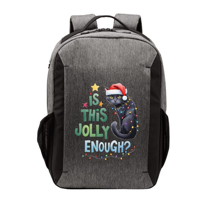 Is This Jolly Enough Black Cat Merry Christmas Tree Lights Vector Backpack