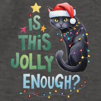 Is This Jolly Enough Black Cat Merry Christmas Tree Lights Vector Backpack
