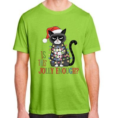 Is This Jolly Enough Xmas Grumpy Christmas Cat Adult ChromaSoft Performance T-Shirt