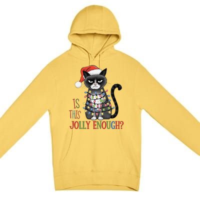 Is This Jolly Enough Xmas Grumpy Christmas Cat Premium Pullover Hoodie