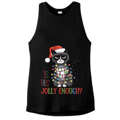 Is This Jolly Enough Xmas Grumpy Christmas Cat Ladies PosiCharge Tri-Blend Wicking Tank