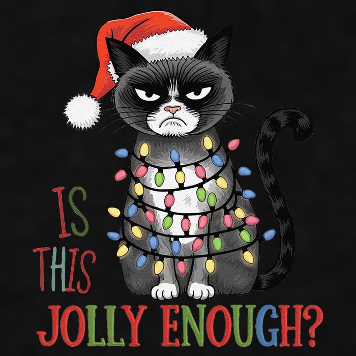 Is This Jolly Enough Xmas Grumpy Christmas Cat Ladies PosiCharge Tri-Blend Wicking Tank