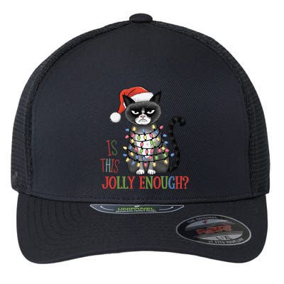 Is This Jolly Enough Xmas Grumpy Christmas Cat Flexfit Unipanel Trucker Cap