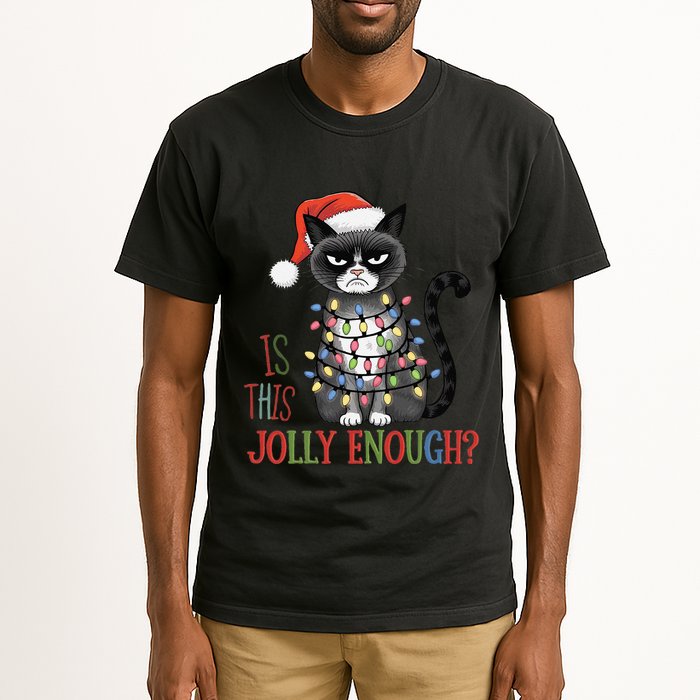 Is This Jolly Enough Xmas Grumpy Christmas Cat Tall T-Shirt