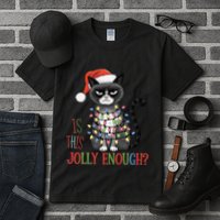 Is This Jolly Enough Xmas Grumpy Christmas Cat Tall T-Shirt