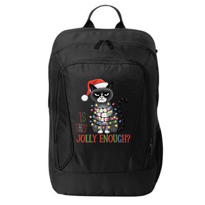 Is This Jolly Enough Xmas Grumpy Christmas Cat City Backpack
